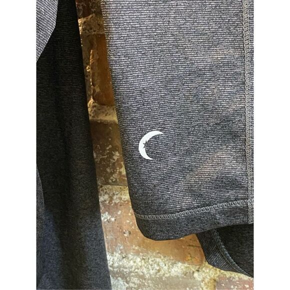 ZYIA Active Haze Yoga Shawl Pullover Wrap Hooded Shirt Twist Top Dark Gray SZ Me - Picture 6 of 7